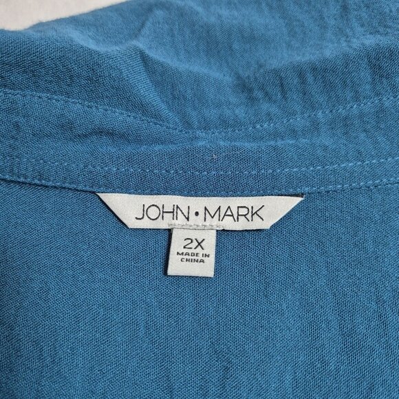 John Mark Tunic Top Women's Plus Size 2X Teal Lace  Relaxed Fit Blue (38) - Picture 5 of 10